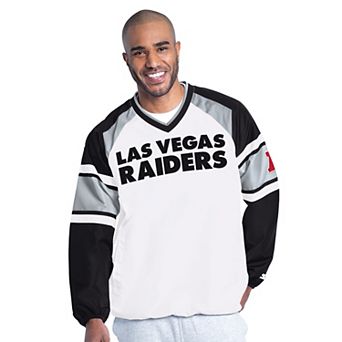 Men's Starter White Las Vegas Raiders Infield Play Pullover Jacket