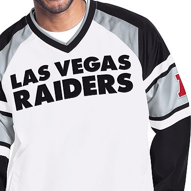 Men's Starter White Las Vegas Raiders Infield Play Pullover Jacket