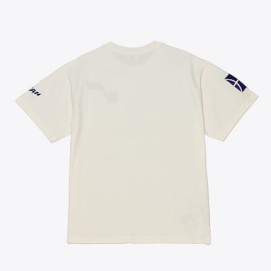 Men's Mitchell & Ness Cream Utah Jazz Hardwood Classics Chainstitch Premium T-Shirt
