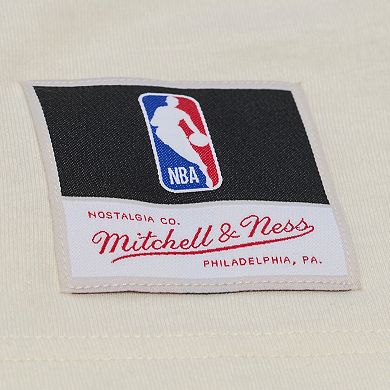 Men's Mitchell & Ness Cream Utah Jazz Hardwood Classics Chainstitch Premium T-Shirt