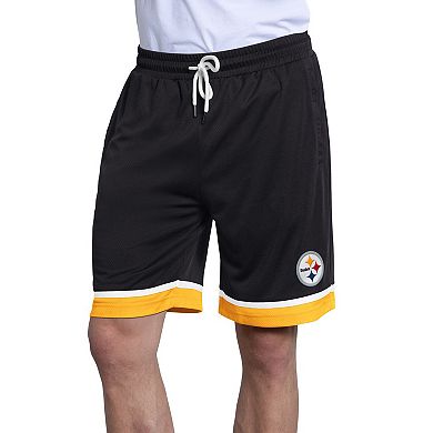 Men's Starter Black Pittsburgh Steelers Power Play Mesh Shorts