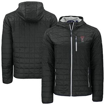 Men's Cutter & Buck Black Texas Tech Red Raiders Rainier Eco PrimaLoft Hooded Full-Zip Jacket