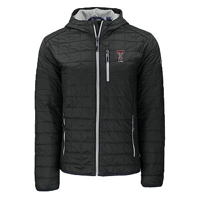 Men's Cutter & Buck Black Texas Tech Red Raiders Rainier Eco PrimaLoft Hooded Full-Zip Jacket