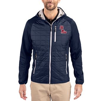 Men's Cutter & Buck Navy Ole Miss Rebels Rainier Eco Hybrid PrimaLoft Raglan Full-Zip Jacket
