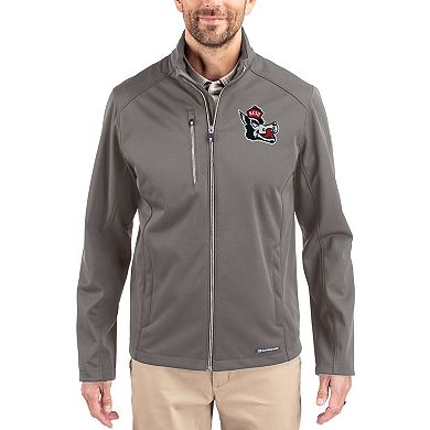 Men's Cutter & Buck Gray NC State Wolfpack Evoke Eco Softshell Recycled Full-Zip Jacket