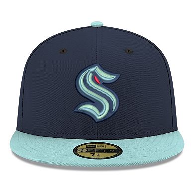 Men's New Era Navy Seattle Kraken Core Logo Two-Tone 59FIFTY Fitted Hat