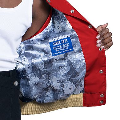 Women's Starter Scarlet/White San Francisco 49ers Raglan Blitz Full-Snap Varsity Jacket