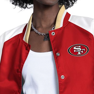 Women's Starter Scarlet/White San Francisco 49ers Raglan Blitz Full-Snap Varsity Jacket
