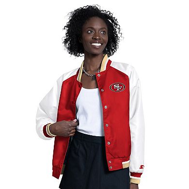 Women's Starter Scarlet/White San Francisco 49ers Raglan Blitz Full-Snap Varsity Jacket