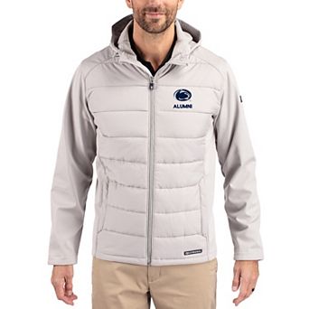 Men's Cutter & Buck Gray Penn State Nittany Lions Evoke Hybrid Eco Softshell Recycled Full Zip Hooded Jacket