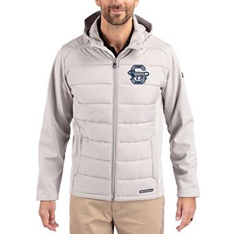 Men's Cutter & Buck Gray Penn State Nittany Lions Evoke Hybrid Eco Softshell Recycled Full Zip Hooded Jacket