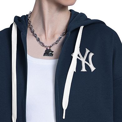 Women's Starter Navy/White New York Yankees Wishbone Full-Zip Hoodie
