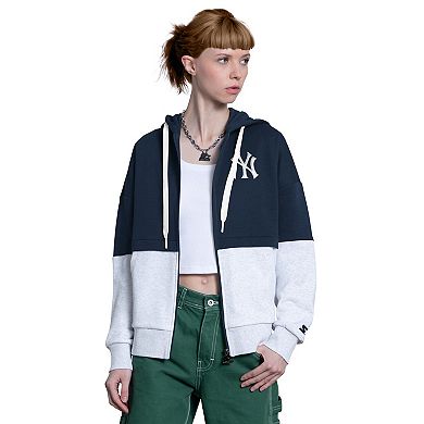 Women's Starter Navy/White New York Yankees Wishbone Full-Zip Hoodie