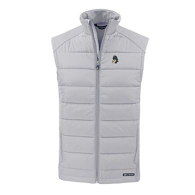 Men's Cutter & Buck Gray Michigan State Spartans Evoke Hybrid Eco Softshell Recycled Full-Zip Vest