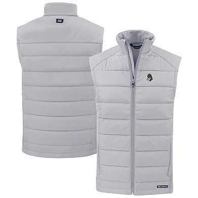 Men's Cutter & Buck Gray Michigan State Spartans Evoke Hybrid Eco Softshell Recycled Full-Zip Vest