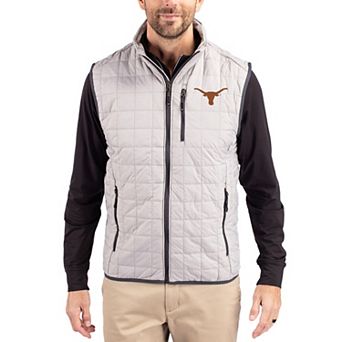 Men's Cutter & Buck Gray Texas Longhorns Rainier Eco Insulated PrimaLoft Full-Zip Puffer Vest