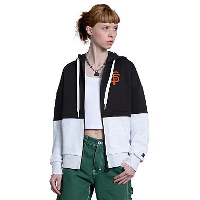 Women's Starter Black/White San Francisco Giants Wishbone Full-Zip Hoodie