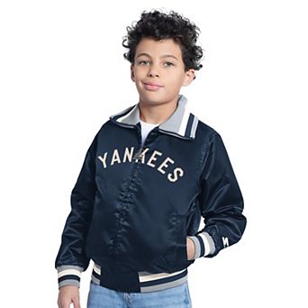Youth Starter Navy New York Yankees The Captain Jr. Cooperstown Collection Full-Zip Varsity Jacket