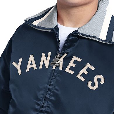 Youth Starter Navy New York Yankees The Captain Jr. Cooperstown Collection Full-Zip Varsity Jacket