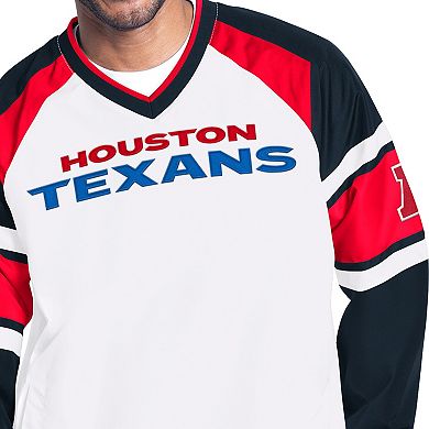 Men's Starter White Houston Texans Infield Play Raglan Pullover Jacket