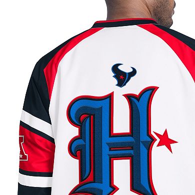 Men's Starter White Houston Texans Infield Play Raglan Pullover Jacket