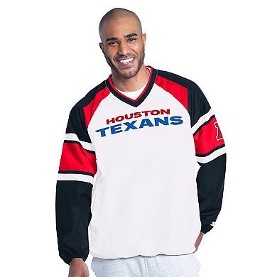 Men's Starter White Houston Texans Infield Play Raglan Pullover Jacket
