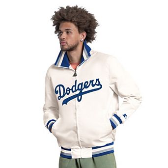 Men's Starter White Los Angeles Dodgers The Captain Cooperstown Logo Full-Zip Varsity Jacket