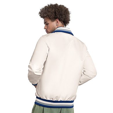 Men's Starter White Los Angeles Dodgers The Captain Cooperstown Logo Full-Zip Varsity Jacket