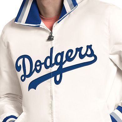Men's Starter White Los Angeles Dodgers The Captain Cooperstown Logo Full-Zip Varsity Jacket
