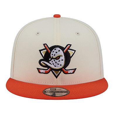 Men's New Era White/Orange Anaheim Ducks Injection Localized Two-Tone 9FIFTY Snapback Hat