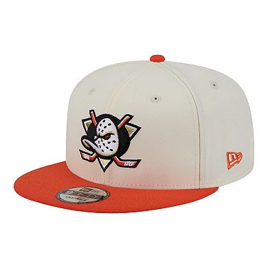 Men's New Era White/Orange Anaheim Ducks Injection Localized Two-Tone 9FIFTY Snapback Hat