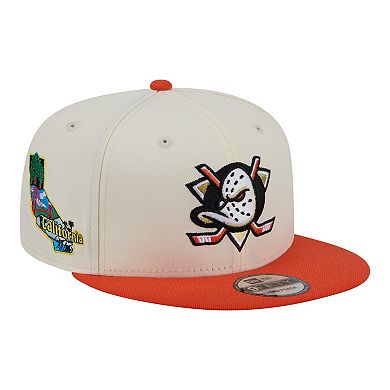 Men's New Era White/Orange Anaheim Ducks Injection Localized Two-Tone 9FIFTY Snapback Hat