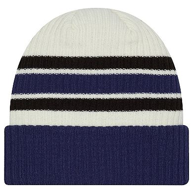 Men's New Era Cream/Blue Tampa Bay Lightning Vintage Cuffed Knit Hat