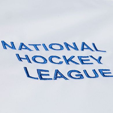 Men's Mitchell & Ness White New York Rangers Arctic Lightweight Satin Full-Snap Jacket