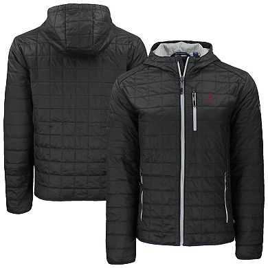 Men's Cutter & Buck Black Alabama Crimson Tide Rainier Eco PrimaLoft Hooded Full-Zip Jacket