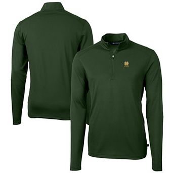 Men's Cutter & Buck Green Notre Dame Fighting Irish Alumni Logo Virtue Eco Pique Recycled Quarter-Zip Pullover Top