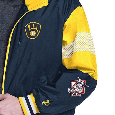 Men's Pro Player Navy/Gold Milwaukee Brewers Legacy Lightweight Full-Zip Jacket