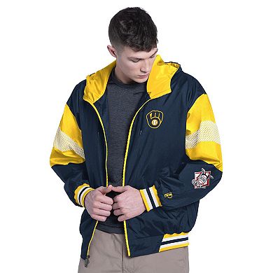 Men's Pro Player Navy/Gold Milwaukee Brewers Legacy Lightweight Full-Zip Jacket