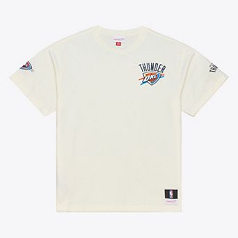 Men's Mitchell & Ness Cream Oklahoma City Thunder Hardwood Classics Chainstitch Premium T-Shirt