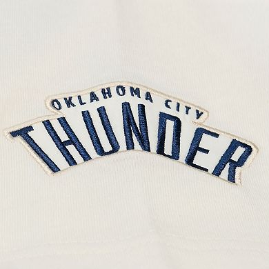 Men's Mitchell & Ness Cream Oklahoma City Thunder Hardwood Classics Chainstitch Premium T-Shirt