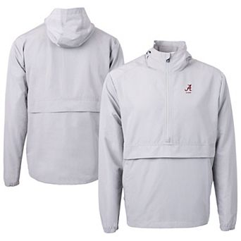 Men's Cutter & Buck Gray Alabama Crimson Tide Alumni Logo Charter Eco Knit Recycled Anorak Half-Zip Jacket