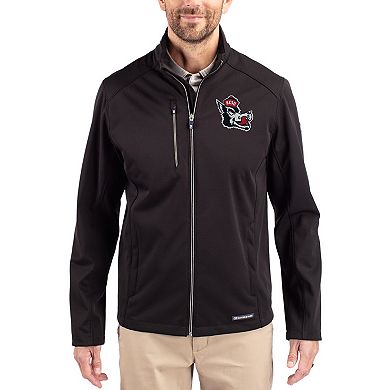 Men's Cutter & Buck Black NC State Wolfpack Evoke Eco Softshell Recycled Full-Zip Jacket