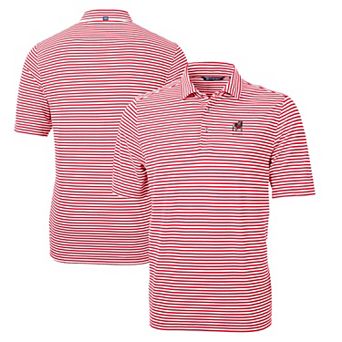 Men's Cutter & Buck Red Georgia Bulldogs Alumni Logo Virtue Eco Pique Stripe Recycled Polo