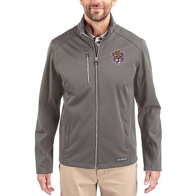 Men's Cutter & Buck Gray LSU Tigers Evoke Eco Softshell Recycled Full-Zip Jacket