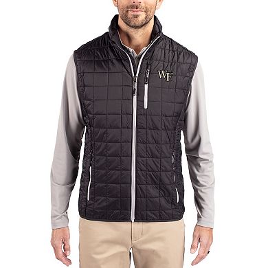 Men's Cutter & Buck Black Wake Forest Demon Deacons Rainier Eco Insulated PrimaLoft Full-Zip Puffer Vest