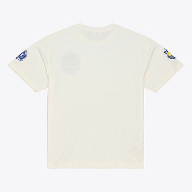 Men's Mitchell & Ness Cream Golden State Warriors Hardwood Classics Chainstitch Premium T-Shirt