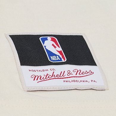 Men's Mitchell & Ness Cream Golden State Warriors Hardwood Classics Chainstitch Premium T-Shirt