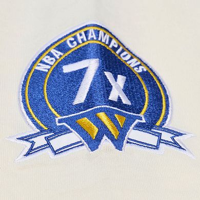 Men's Mitchell & Ness Cream Golden State Warriors Hardwood Classics Chainstitch Premium T-Shirt