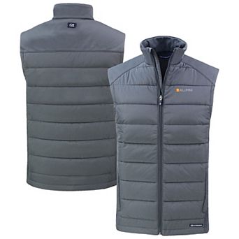 Men's Cutter & Buck Gray Tennessee Volunteers Evoke Hybrid Eco Softshell Recycled Full-Zip Vest