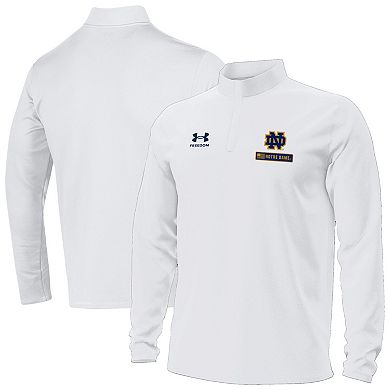 Men's Under Armour White Notre Dame Fighting Irish Freedom Collection Motion Quarter-Zip Pullover
